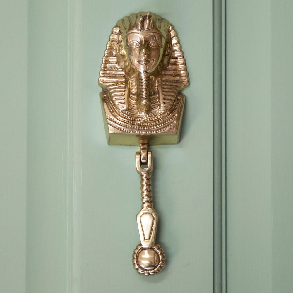 Egyptian Pharaoh Door Knocker on Green Door