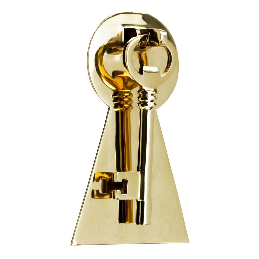 Solid Polished Brass Key Design Door Knocker 