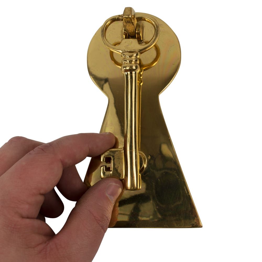 Solid Polished Brass Key Design Door Knocker Scale
