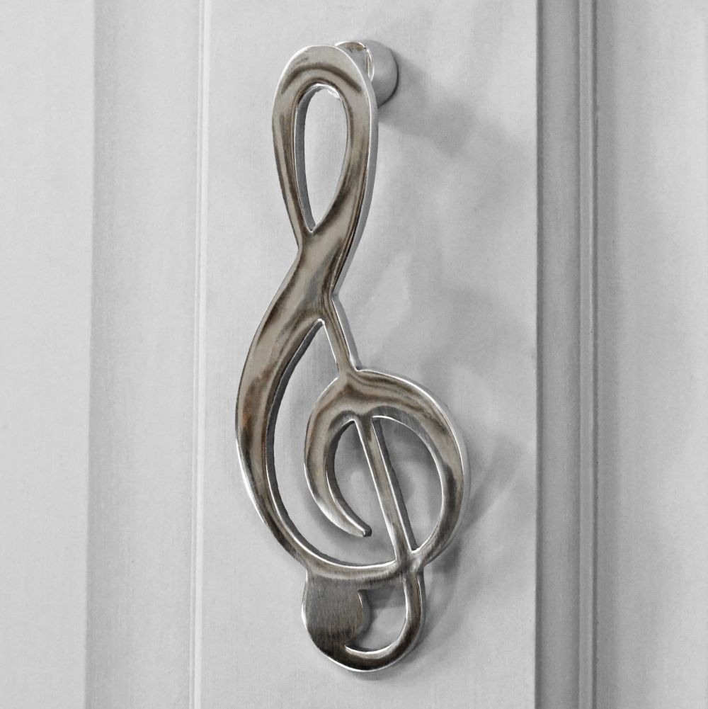 Bright Chrome Musical Note Door Knocker