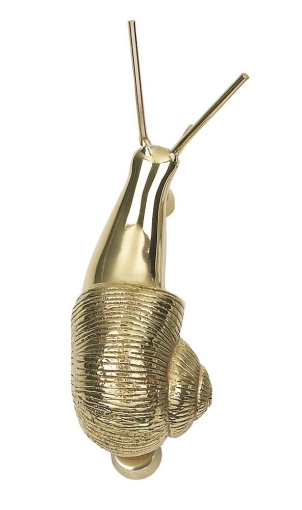Garden Snail Door Knocker In Polished Brass