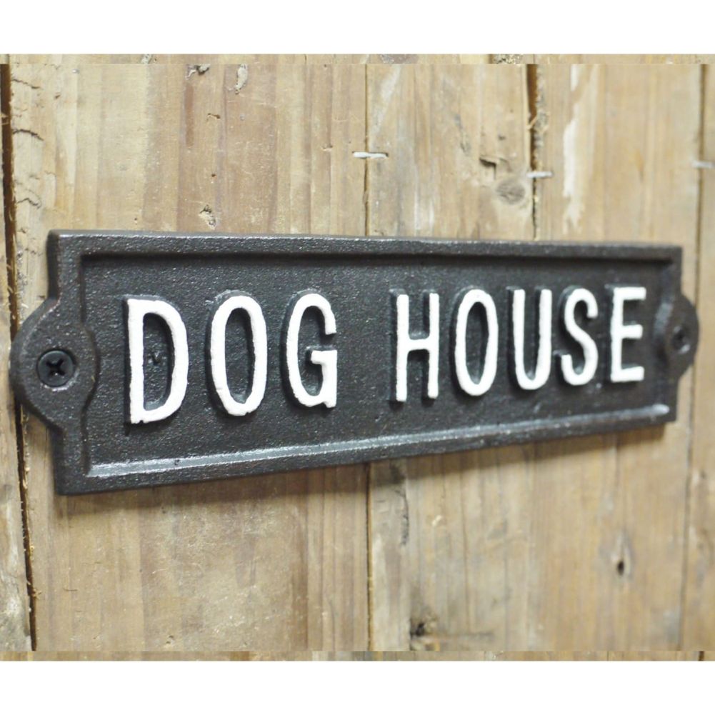 'Dog House' Cast Iron Sign Angled