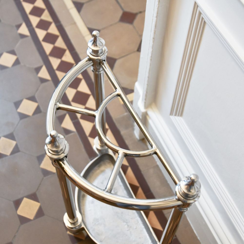 Half-Moon Antique Nickel Umbrella Stand Top View