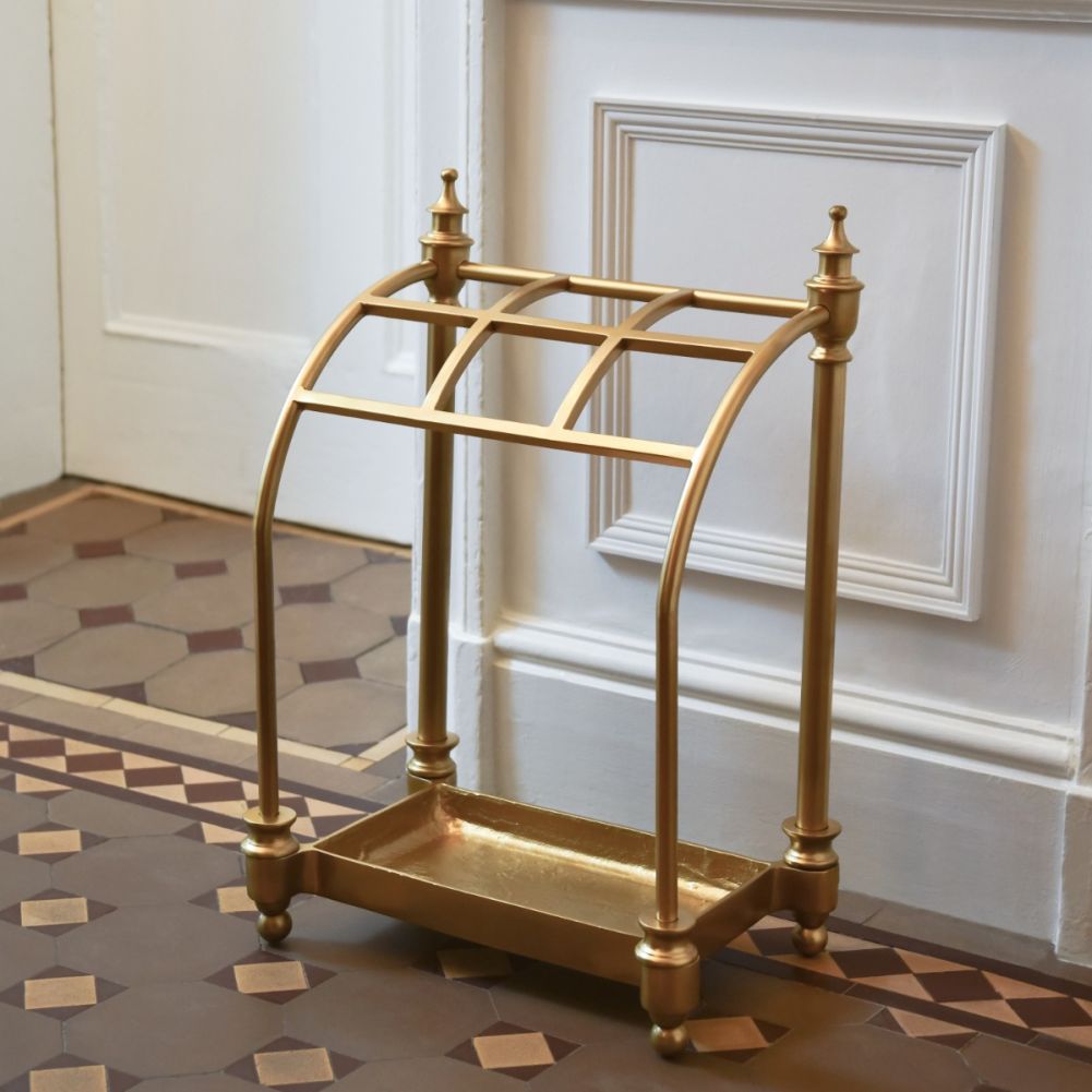 Curved Antique Brass Umbrella Stand