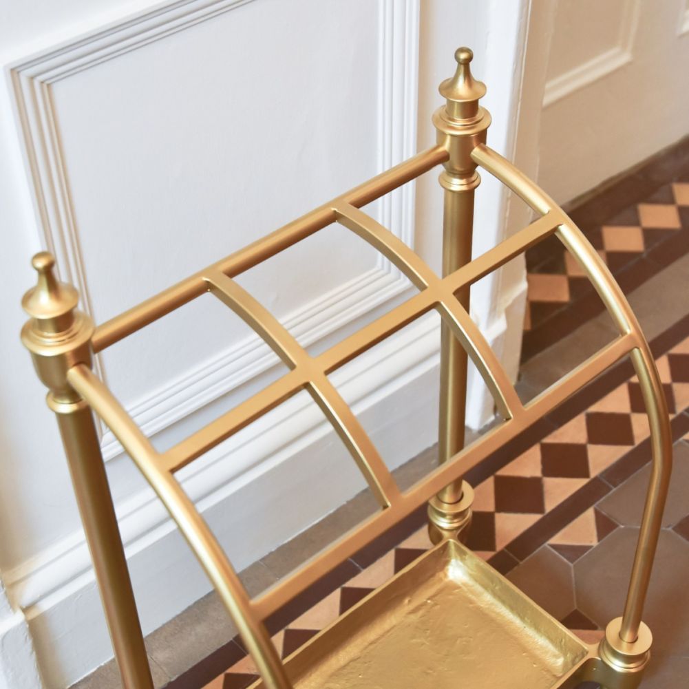 Curved Antique Brass Umbrella Stand Top View