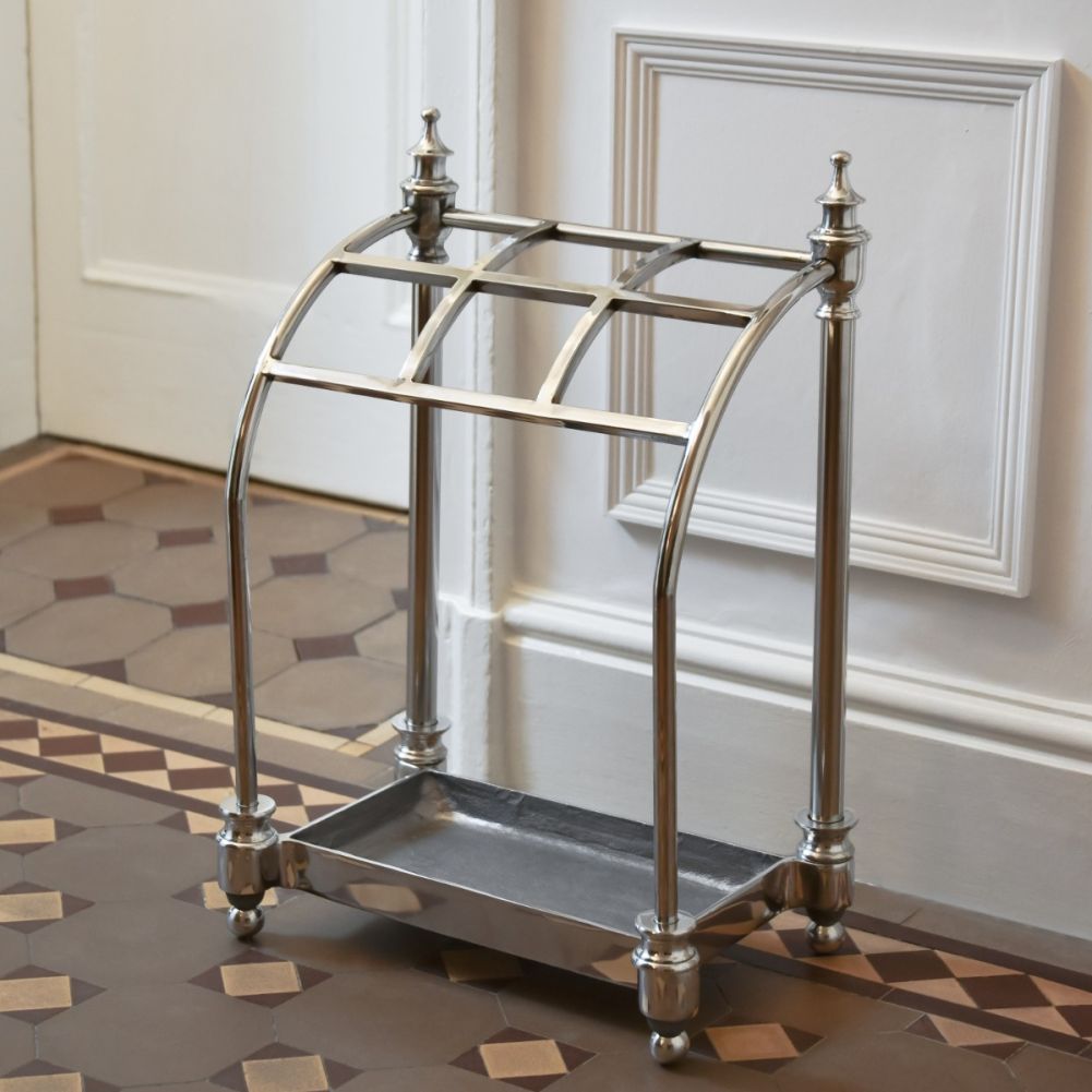 Curved Antique Nickel Umbrella Stand