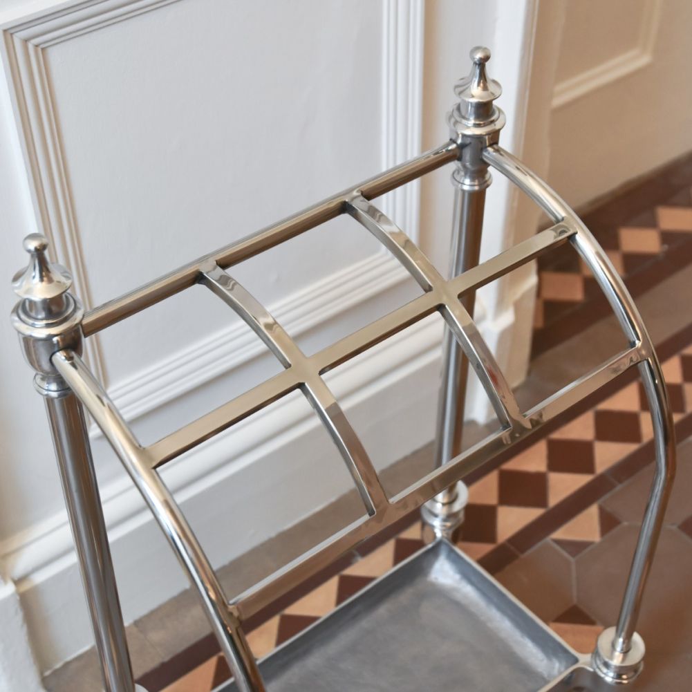 Curved Antique Nickel Umbrella Stand Top View