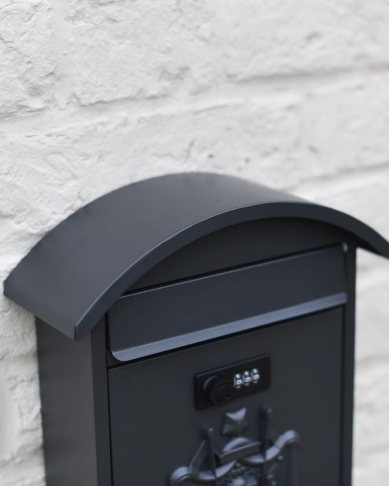 Dawson Lodge Wall Mounted Post Box With Combination Lock - Black Top