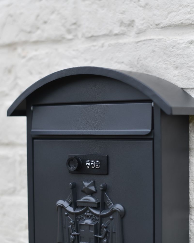 Dawson Lodge Wall Mounted Post Box With Combination Lock - Black