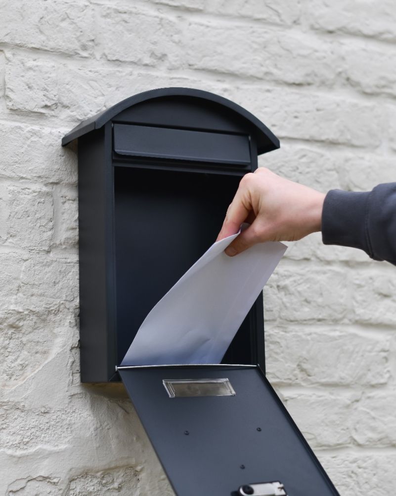 Dawson Lodge Wall Mounted Post Box With Combination Lock - Black Open