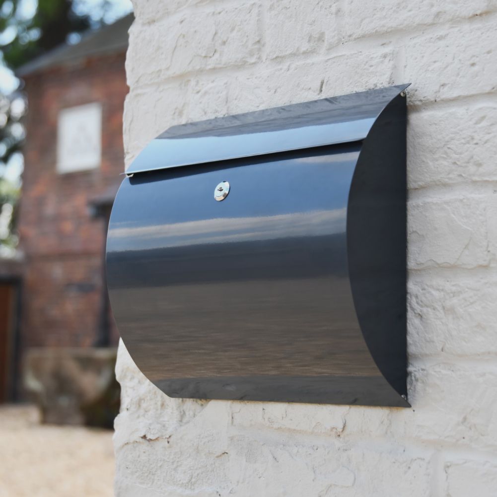 Contemporary Curved Grey Wall Mounted Post Box