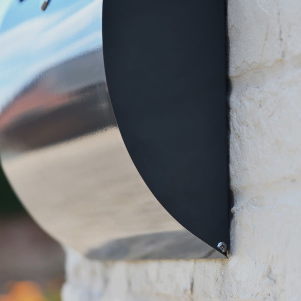 Contemporary Curved Grey Wall Mounted Post Box Curve Detail