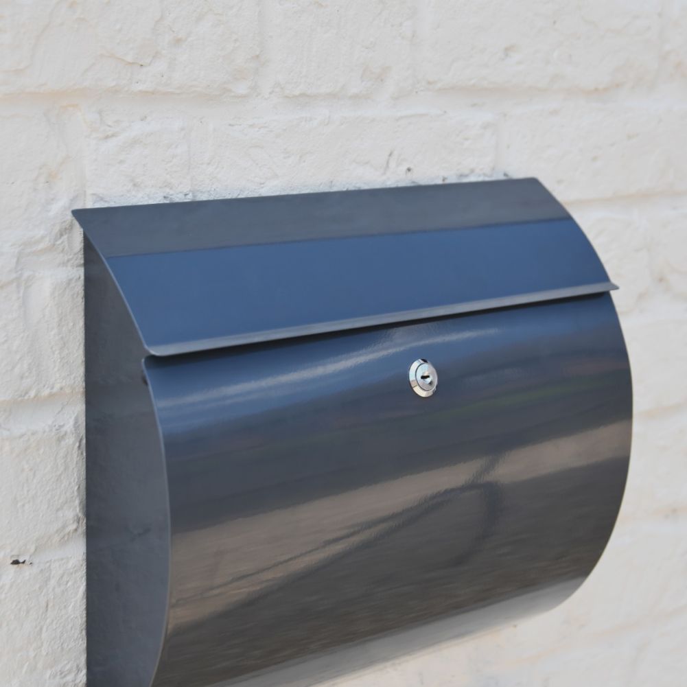 Contemporary Curved Grey Wall Mounted Post Box