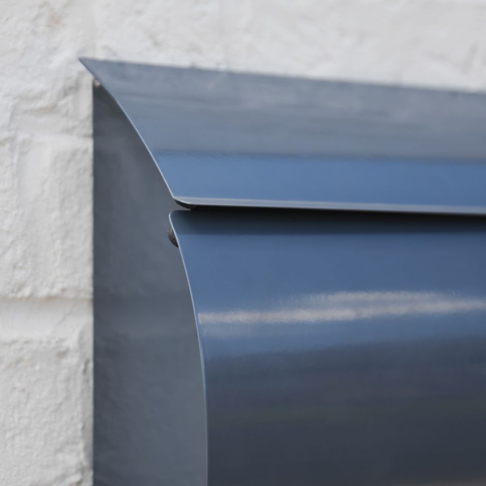 Contemporary Curved Grey Wall Mounted Post Box Edge Detail