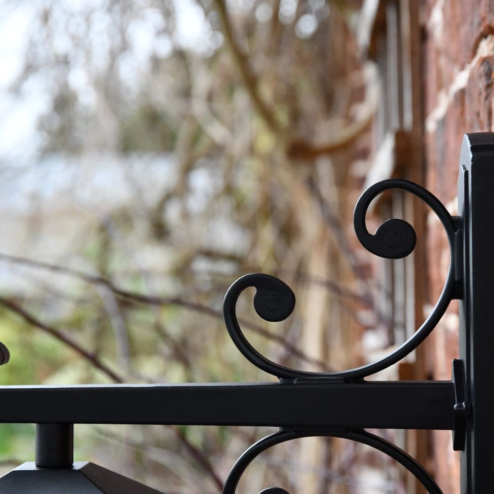 Black Traditional Top Fix Wall Lantern with OrnateBlack Traditional Top Fix Wall Lantern with Ornate Bracket Bracket