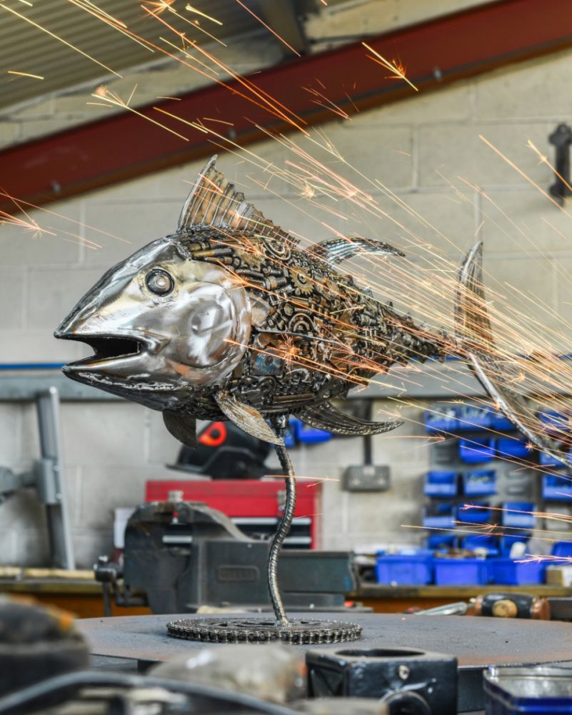 The Tuna Fish Scrap Metal Art Sculpture