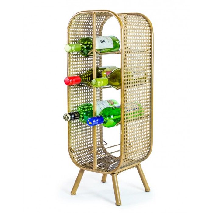 Metal Rattan Wine Rack for 8 Bottles