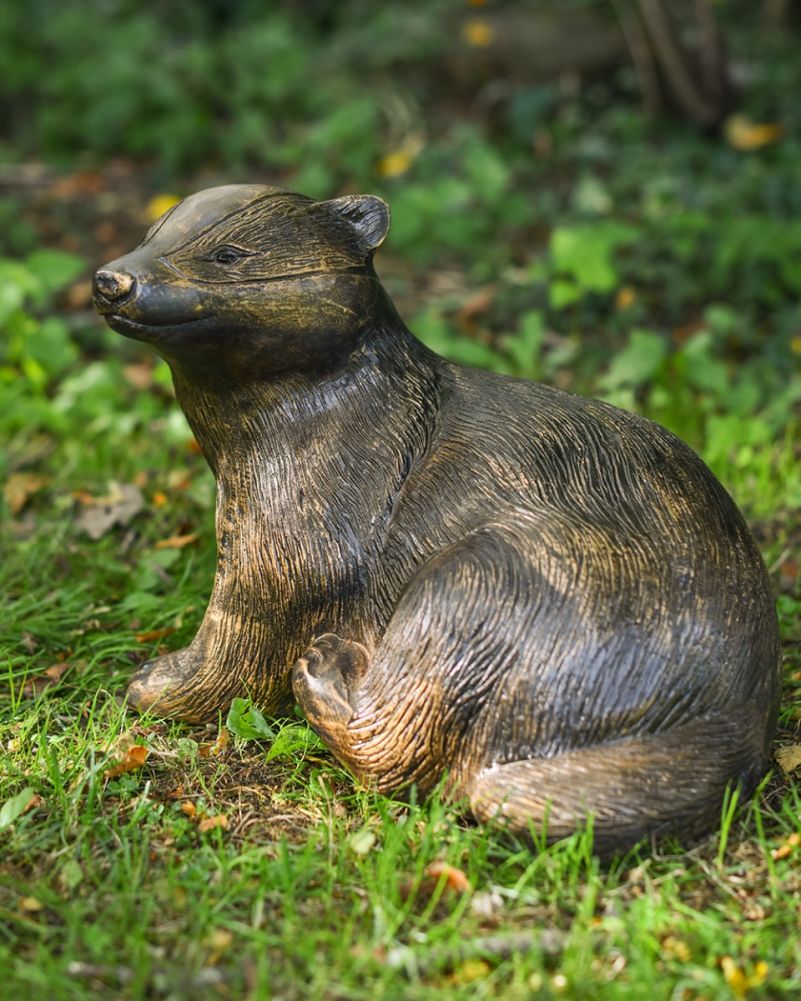 'Dusty' The Badger Resin Garden Sculpture In Situ