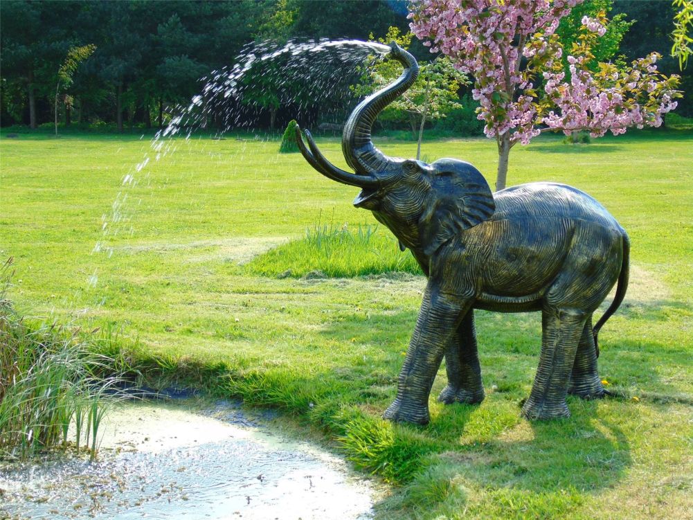 Cast Aluminium Elephant Water Feature Garden Sculpture