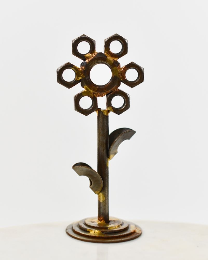 Everlasting Flower Scrap Metal Art Sculpture