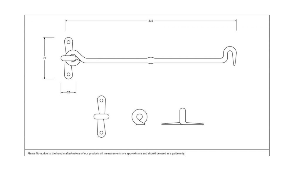 External Beeswax Forged Cabin Hook & Stay - 12