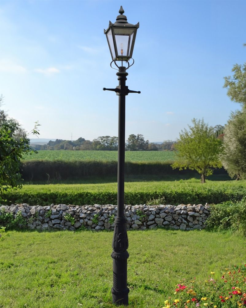 Extra Large Black Lamp Post and Lantern Set In Situ 