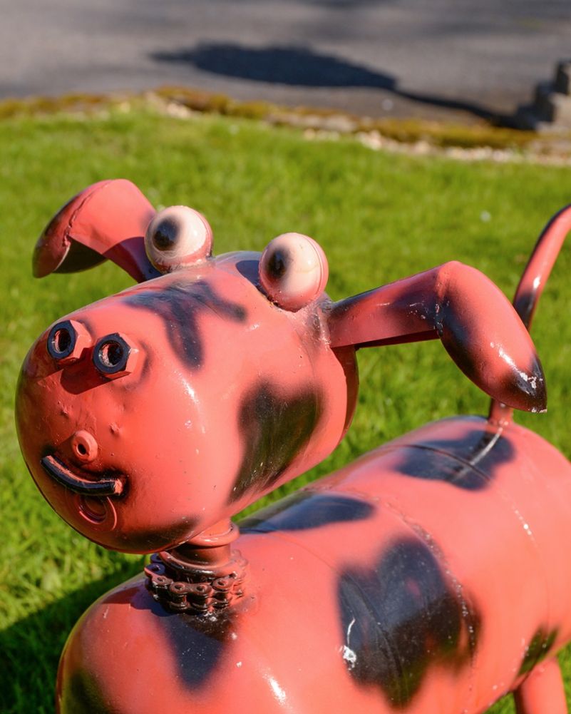 Pink & Black Scrap Metal 'Diesel' The Cow Garden Sculpture Face