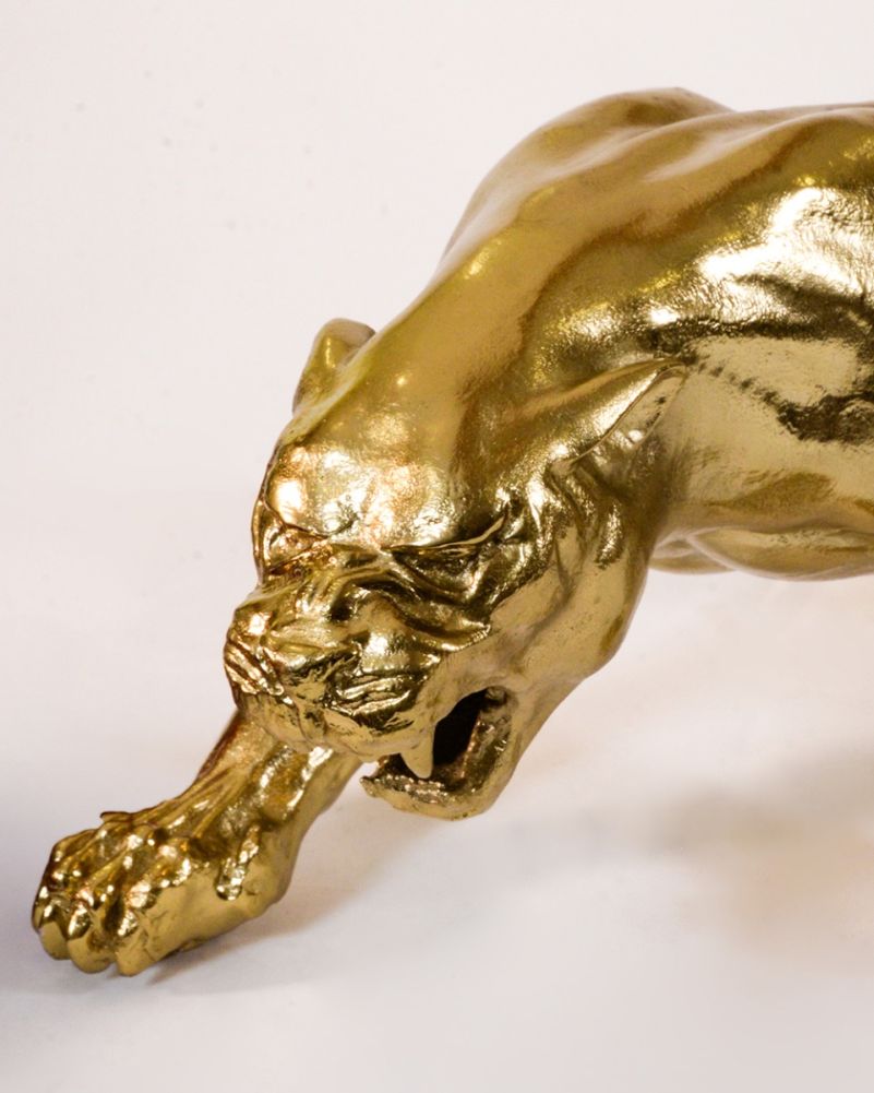Close Up Of The Face From The Gold Midnight Ambush Panther Interior Ornament