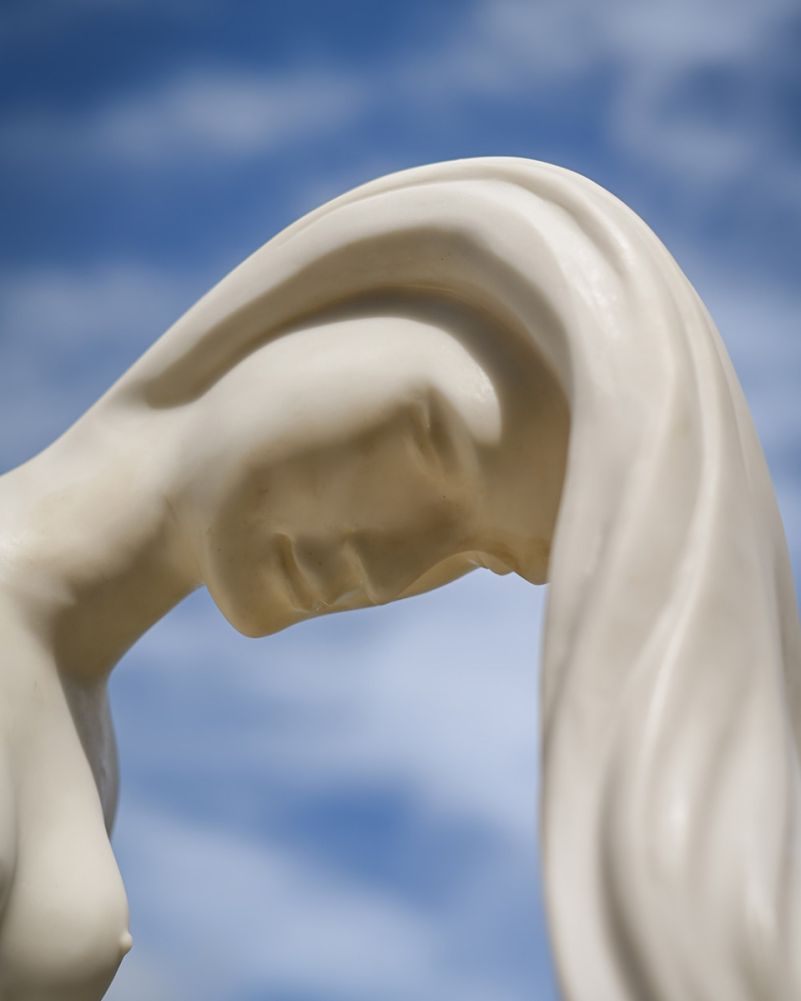 Close Up Of the Details On The Contemporary 'Alba Serene' Garden Sculpture