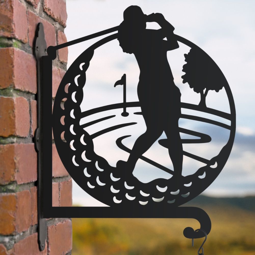 Female Golfer Hanging Basket Bracket In Situ