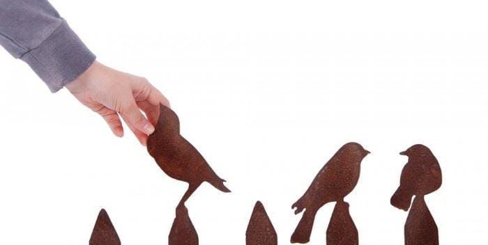 Large “Peamount Estate” Birds on a Garden Fence Sculpture