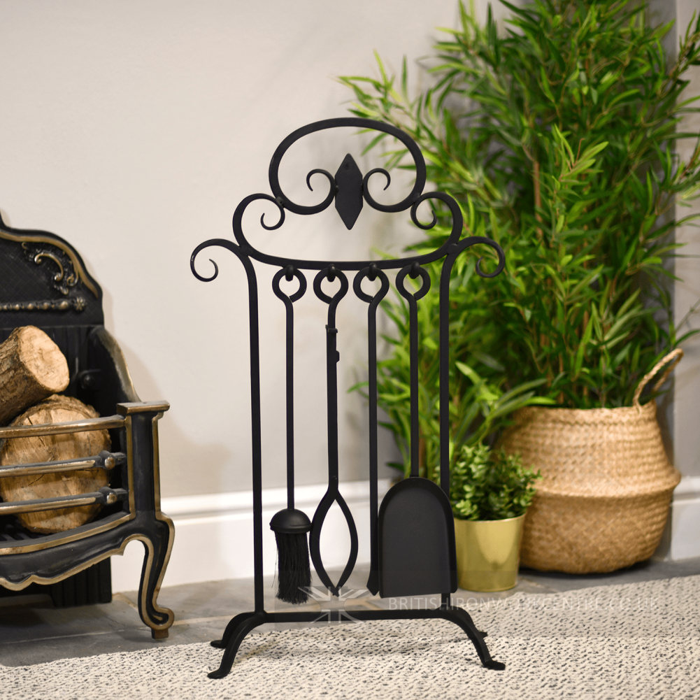 Severn Gorge Iron Scroll Companion Set by Fireplace