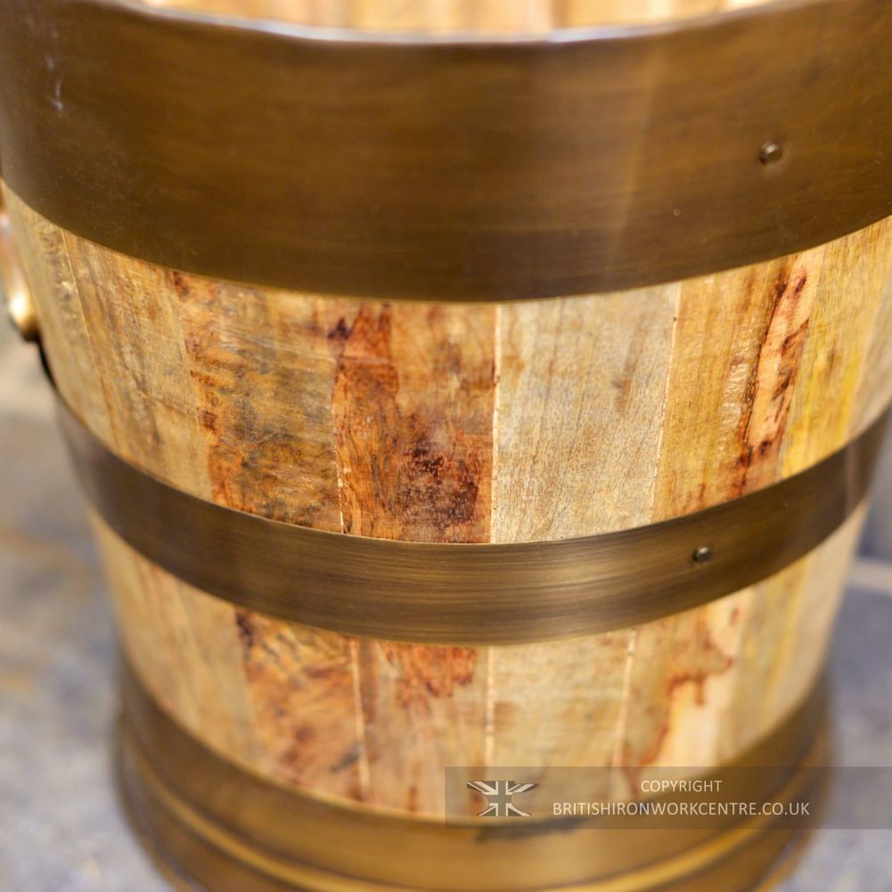 Small Bronze and Wood Log Basket Detailing
