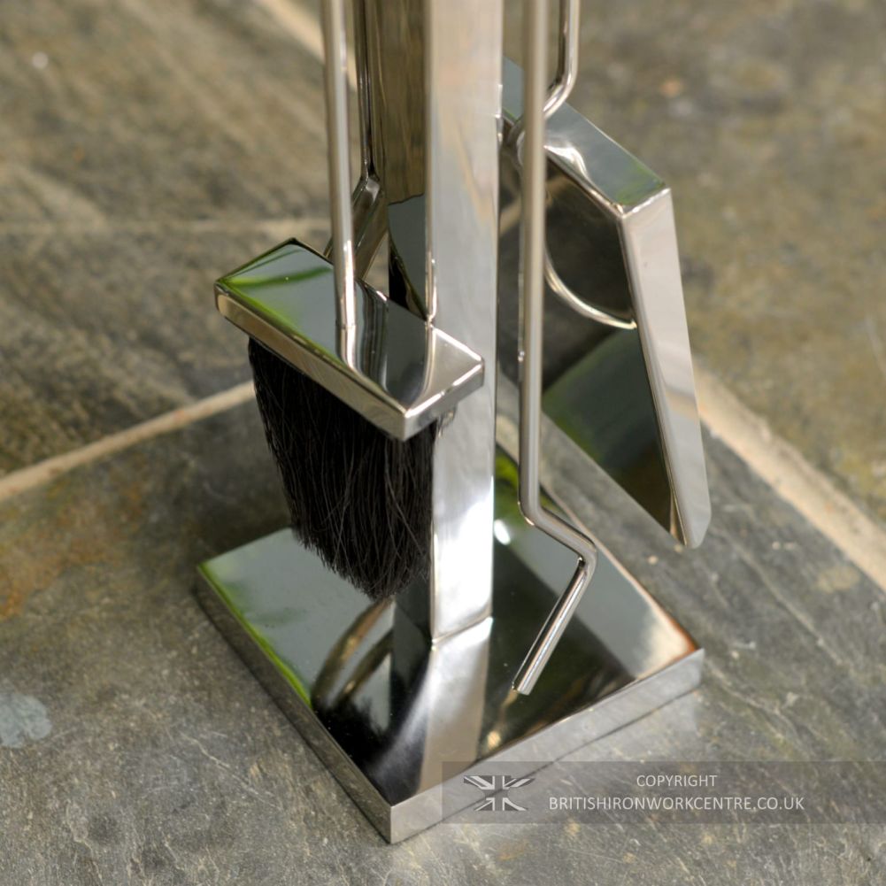 Stainless Steel Fireplace Tool Set With Hardwood Handles