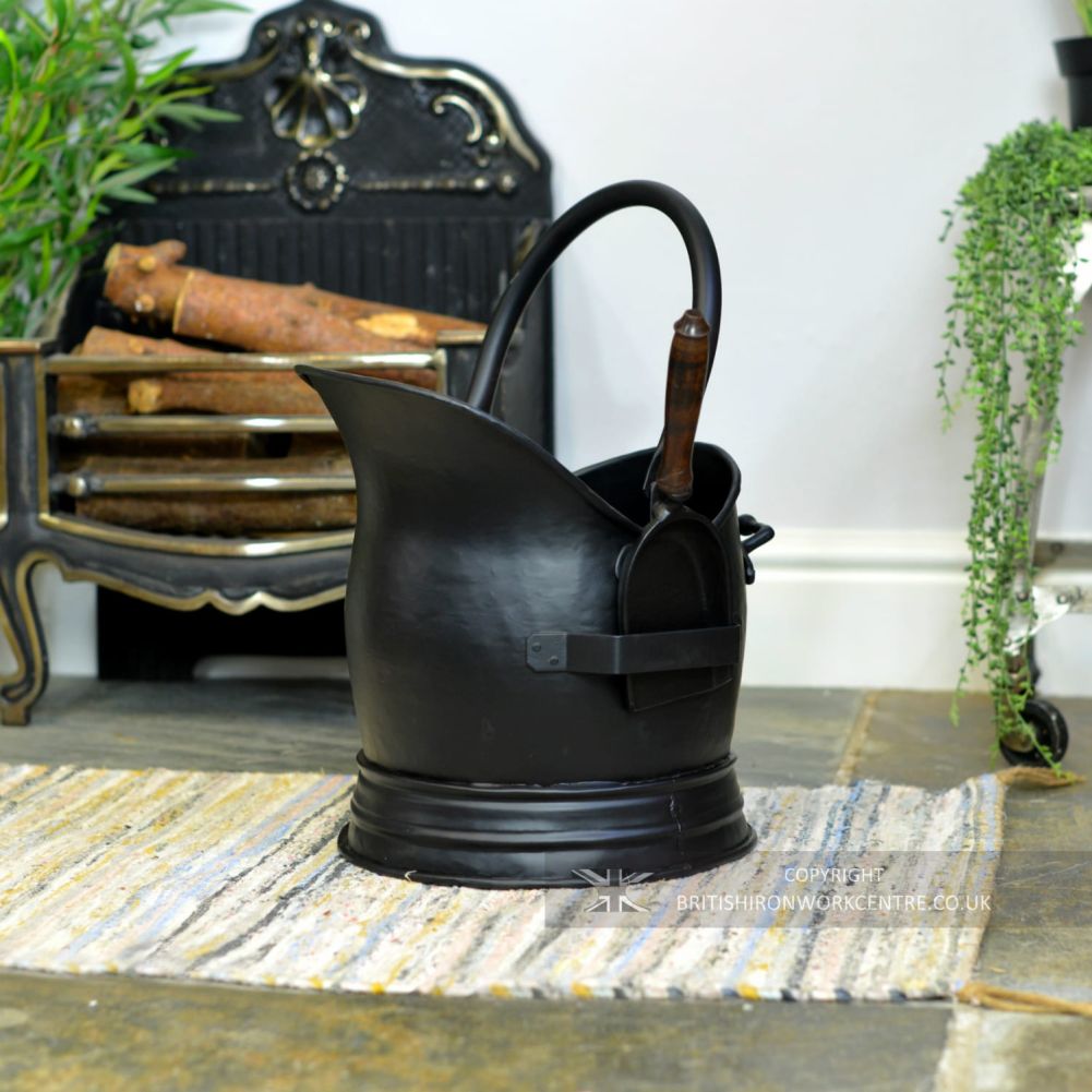 Black Traditional Fireside Coal Bucket With Shovel