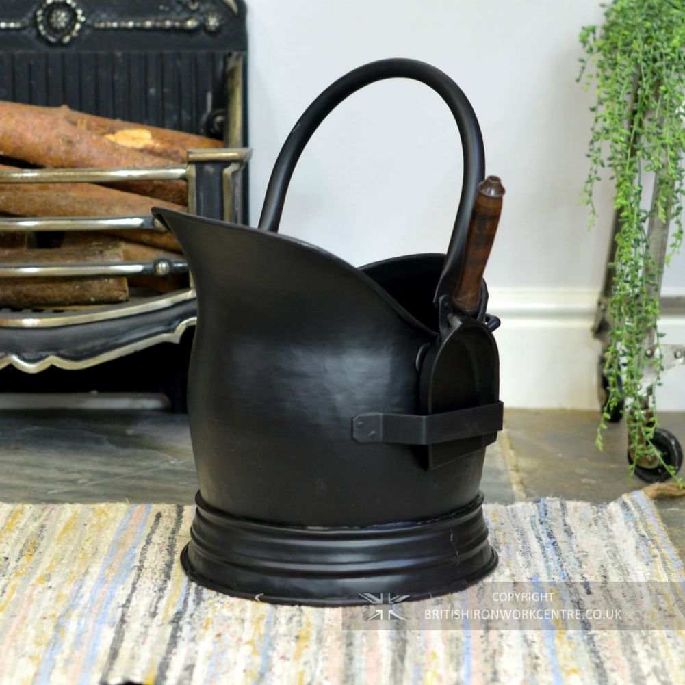 Black Traditional Fireside Coal Bucket With Shovel