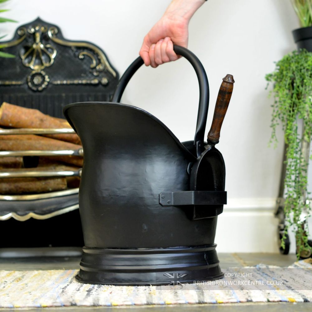 Black Traditional Fireside Coal Bucket With Shovel