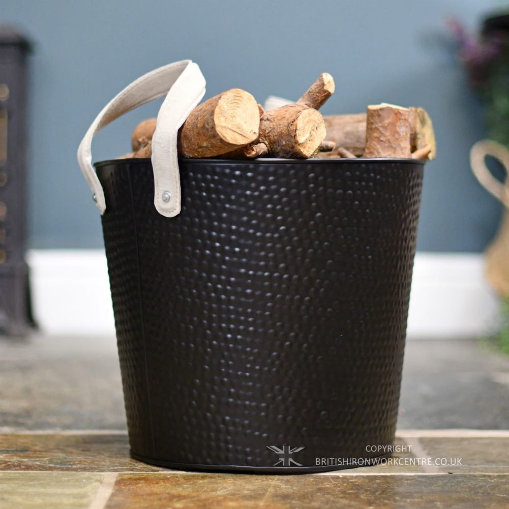 Black Modern Small Dotted Log Basket