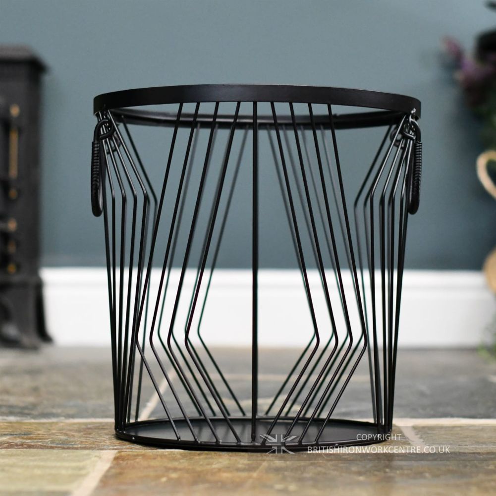 Small Black Wire Log Basket