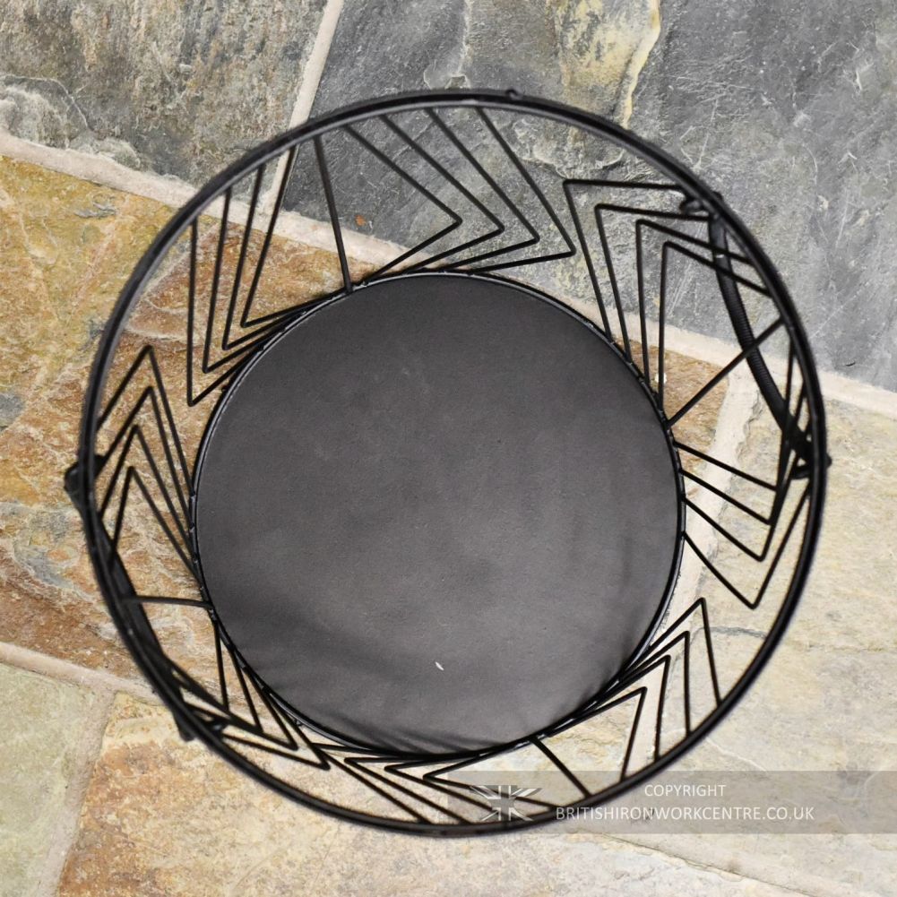 Inside Of Small Black Wire Work Design Log Basket