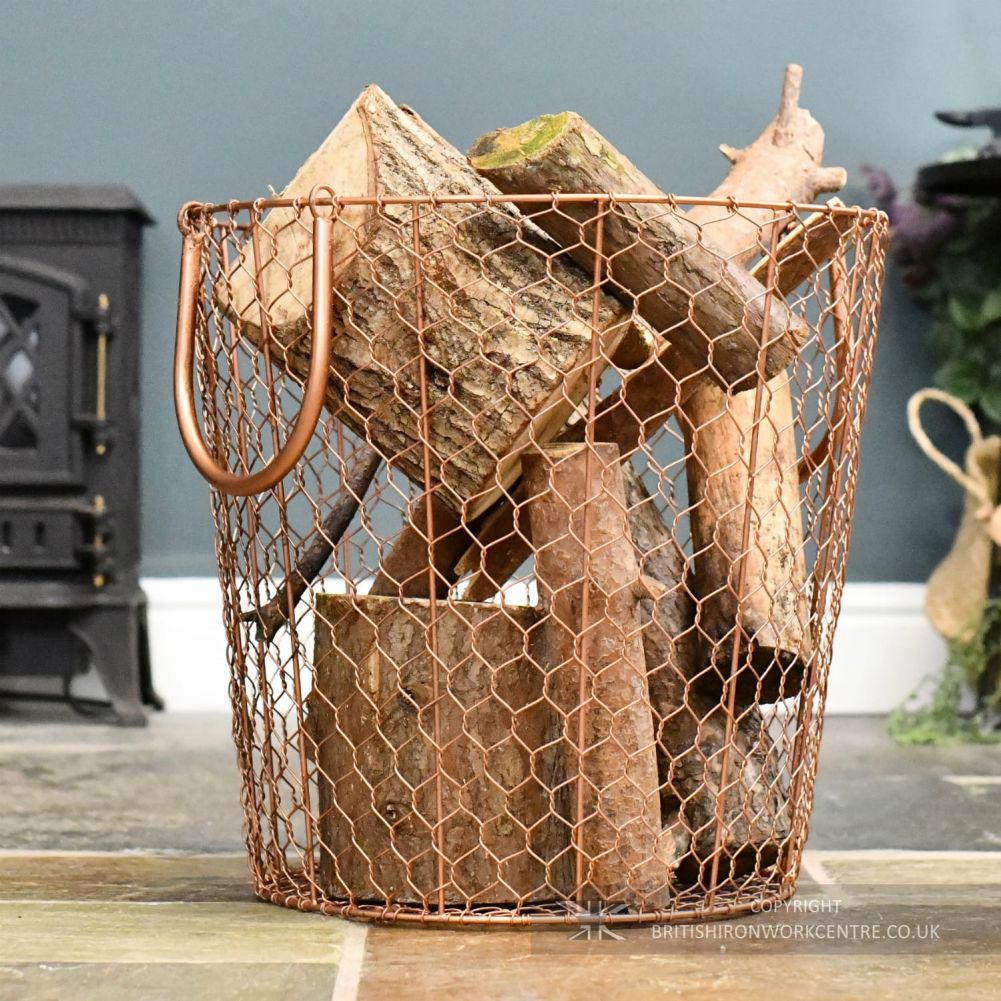 Gold Wirework Fireside Log Basket