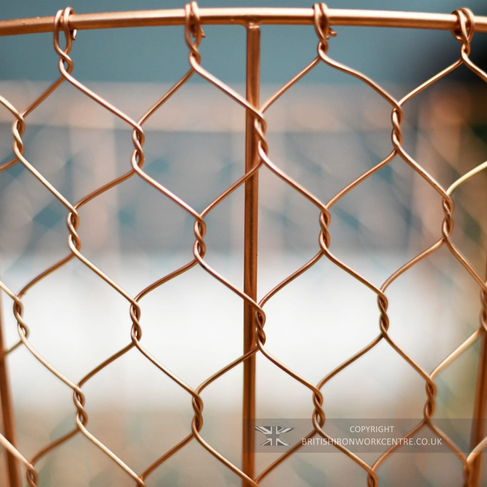 Small Gold Finish Wire Design Log Basket Close Up