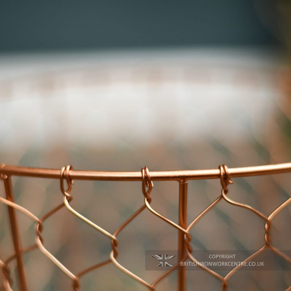 Close Up Small Gold Finish Wire Design Log Basket