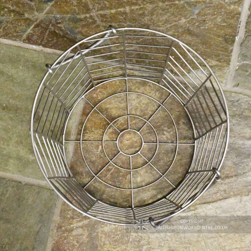 Small Pewter Finish Wire Design Log Basket