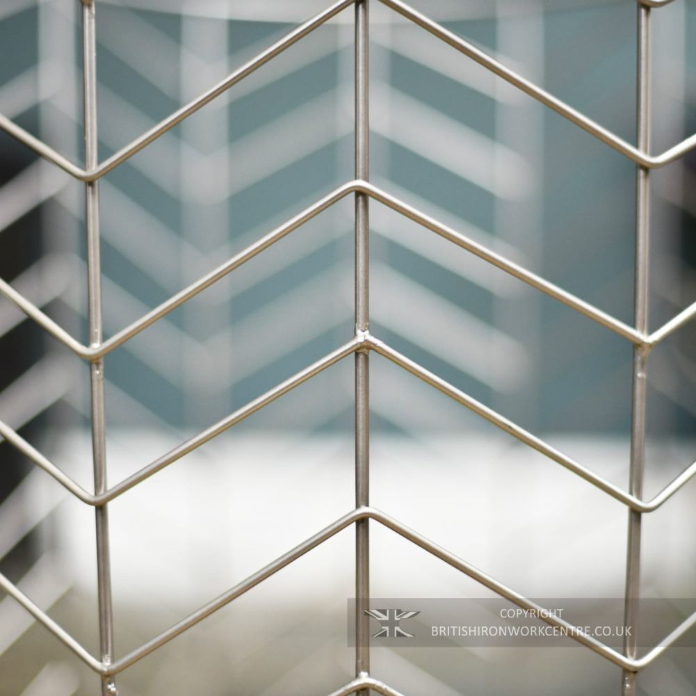 Large Pewter Finish Wire Design Log Basket