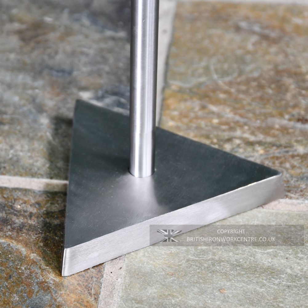 Modern 'Art Deco' Stainless Steel Companion Set 66.5cm close up of the base