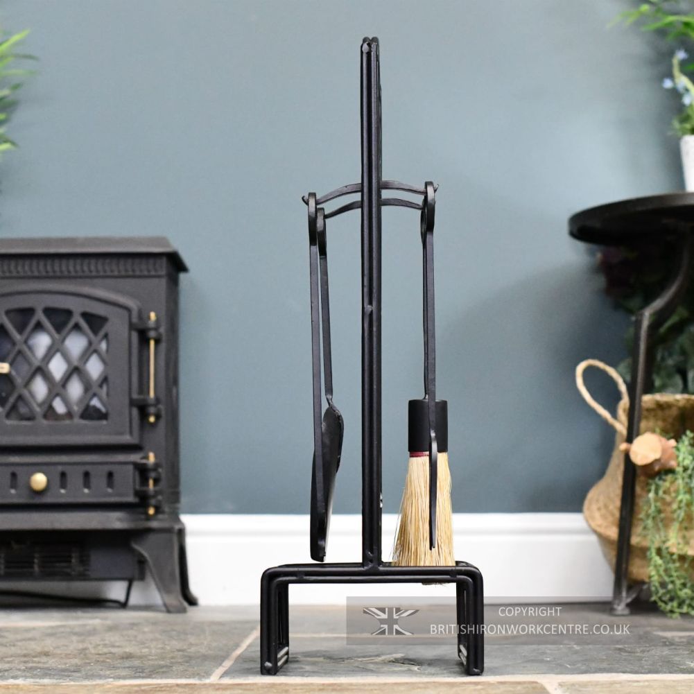 Elegant Black Iron Companion Set 62cm side view