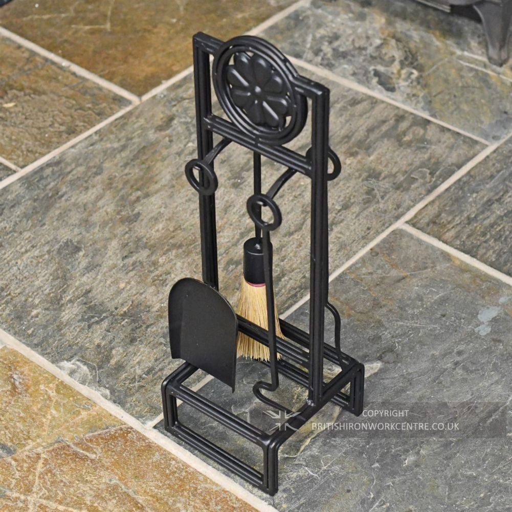 Elegant Black Iron Companion Set 62cm from above 