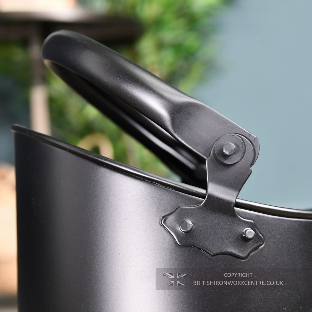 Simplistic Black Coal Bucket close up of the handle