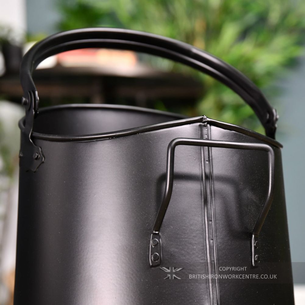 Simplistic Black Coal Bucket close up of the top